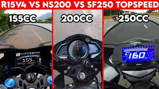 NS 200 vs GIXXER SF 250 vs R15 V4 | 0 TO 100 | TOPSPEED | SHOCKING RESULTS !!!