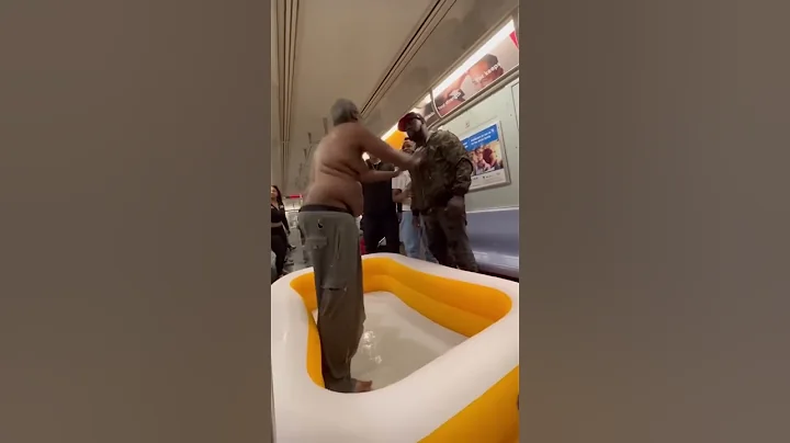 Homeless Man Takes A Shower On NYC Train