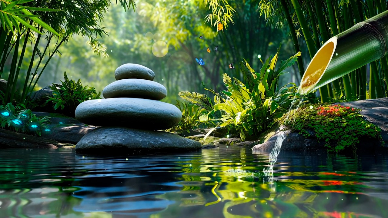 Piano Music + Flowing Water Sound | Soothing Piano and Water Sound, Spa Music, Meditation