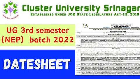 UG 3rd Sem NEP Batch 2022 Datesheet Released - Cluster University Srinagar (Get Study Materials)