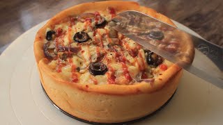 Pizza Cake? Deep Dish Pizza By Chef Hafsa without Oven