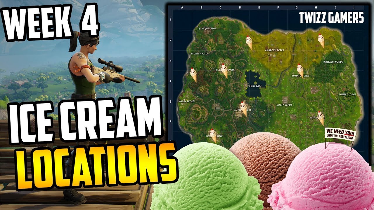 Fortnite "Visit different Ice Cream Trucks" ALL ICE CREAM truck