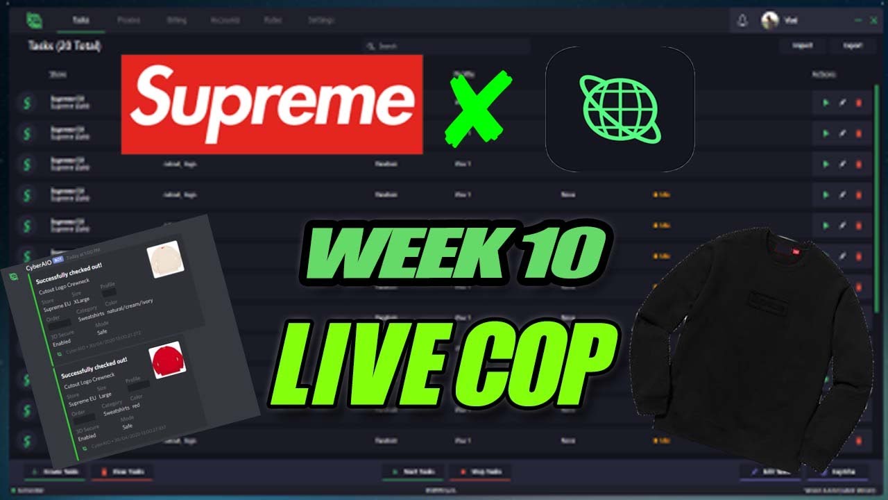 SUPREME WEEK 10 LIVE COP - CYBERSOLE (Cutout Logo Crewneck)