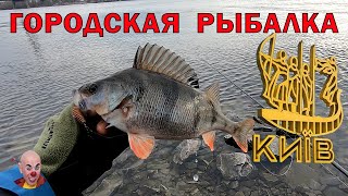Береговая рыбалка на спиннинг. г. Киев, набережная. Окунь.