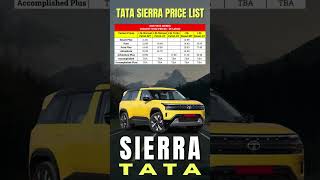 2026 Tata Sierra All Variants Price Revealed Smart, Pure Adventure Prices Revealed