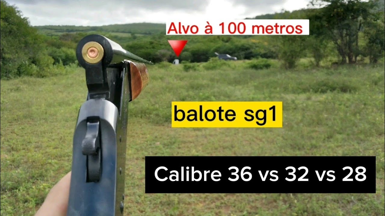 Qual alcanse de uma espingardas calibre 36 vs 32 vs 28 desafio com balote