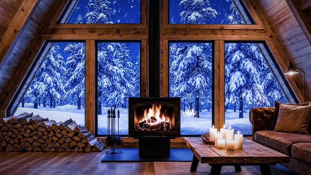 🔥 Warm Cabin Fireplace Ambience | Snowy Escape for Sleep & Productivity