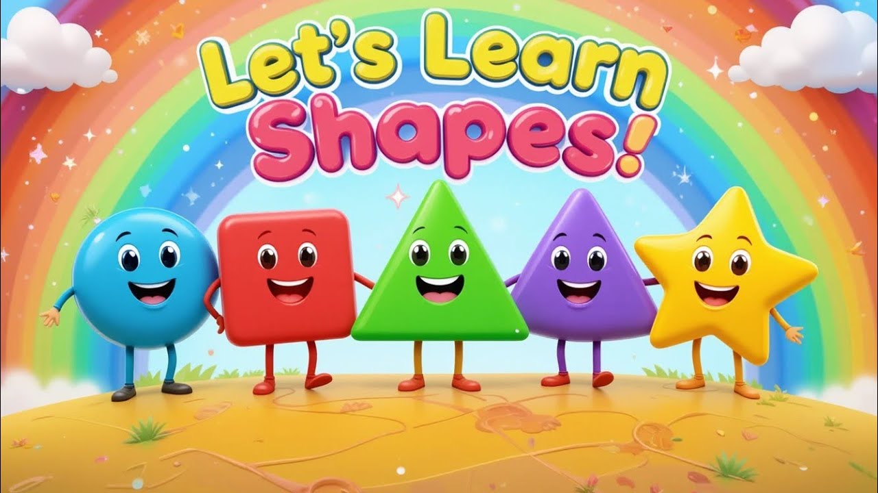 Let’s Learn Shapes! 🔴🟨⭐ | Fun 2D Animated Shapes Rhyme for Kids