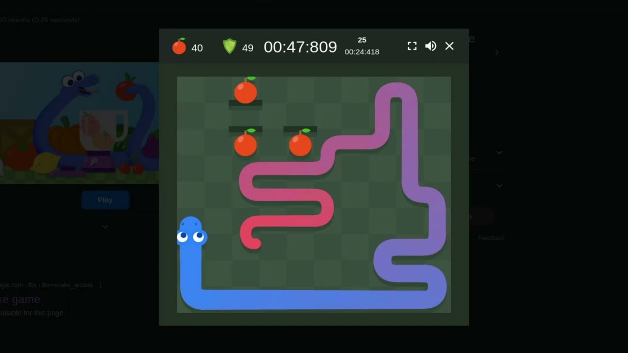 Google Snake World Record [2:51.829 Seconds] (Classic, Dice, Slow, 100) 