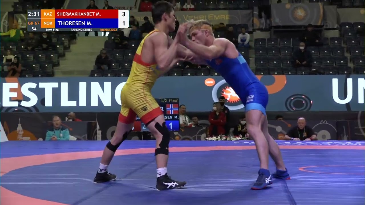 1/2 GR - 67 kg: M. SHERMAKHANBE (KAZ) v. M. THORESEN (NOR)