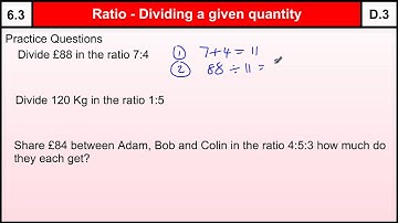 6.3 How to do Ratio sharing a given quantity-Basic Maths Core Skills Level 6/GCSE Grade D