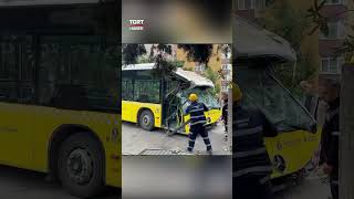 Şoför El Frenini Çekmeyi Unuttu, İett Otobüsü Duvarı Yıktı