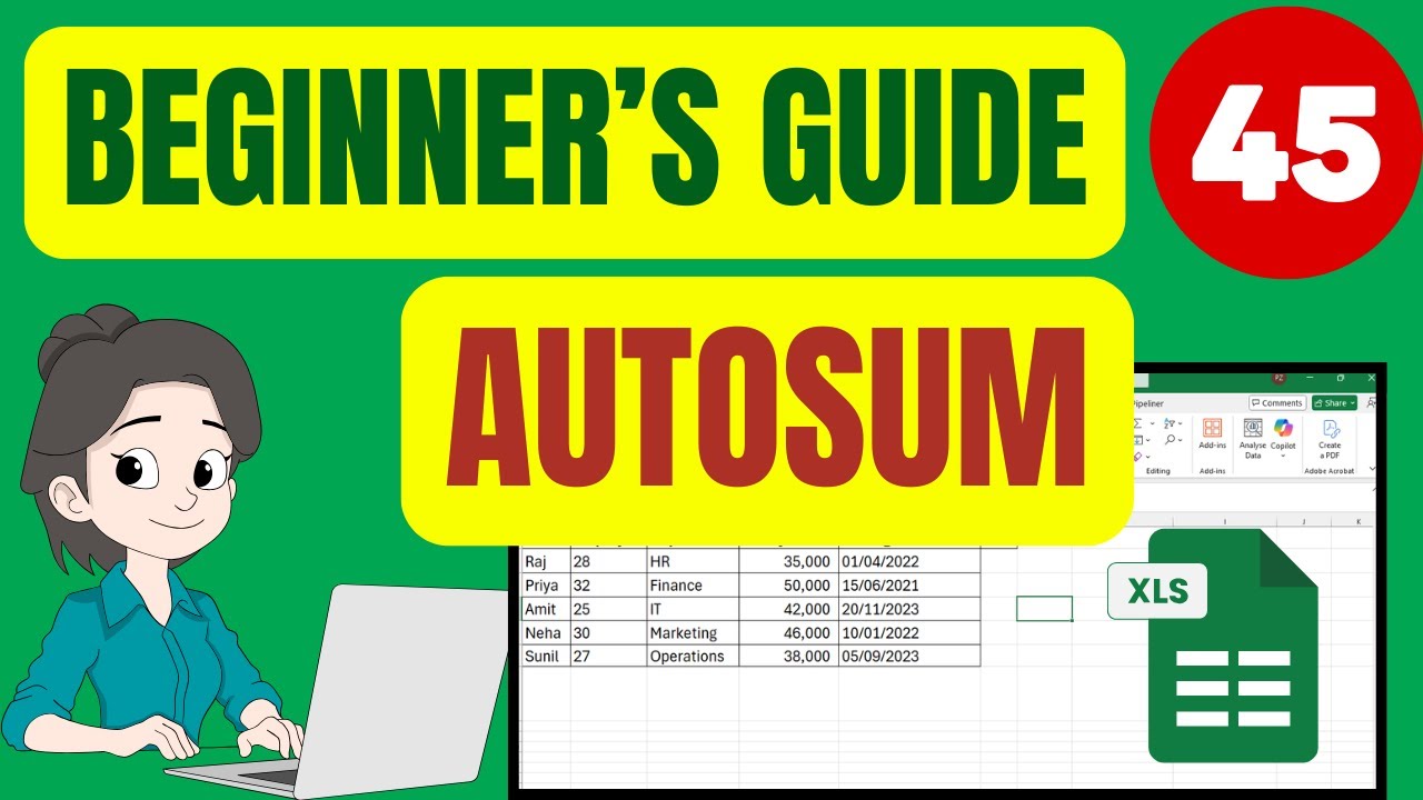 Excel для начинающих | Как использовать функцию «Автосумма» шаг за шагом 