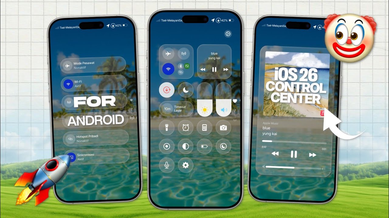 NEW iOS STYLE !! iOS 26 CONTROL CENTER with LIQUID GLASS EFFECT + MUSIC PLAYER FOR ANY ANDROID