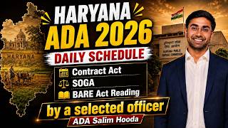 Haryana ADA 2026 Daily Schedule | Contract Act + SOGA + Bare Act Reading | ADA Salim Hooda