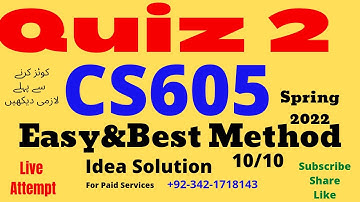 cs605 quiz 2 solution spring 2022 cs605 quiz 2 2022 cs605 quiz 2 live cs605 quiz2 2022