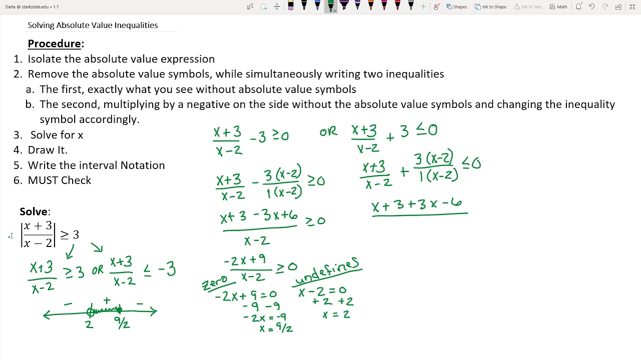 1 7 Solving Absolute Value Inequalities Example 2 - YouTube