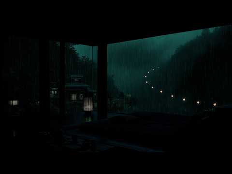 Deep Mountain Rain Sounds at a Peaceful Cabin 🌧 (No Ads) | Dark Bedroom Ambience for Restful Sleep