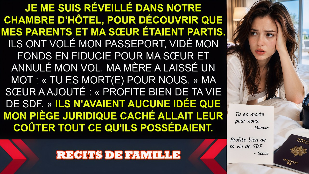 Je me suis réveillée dans notre chambre d'hôtel et le lit de mes parents était vide. Celui de ma sœur aussi. J'ai appelé, personne. J'ai ouvert mon sac : mon passeport avait disparu. Mon compte...