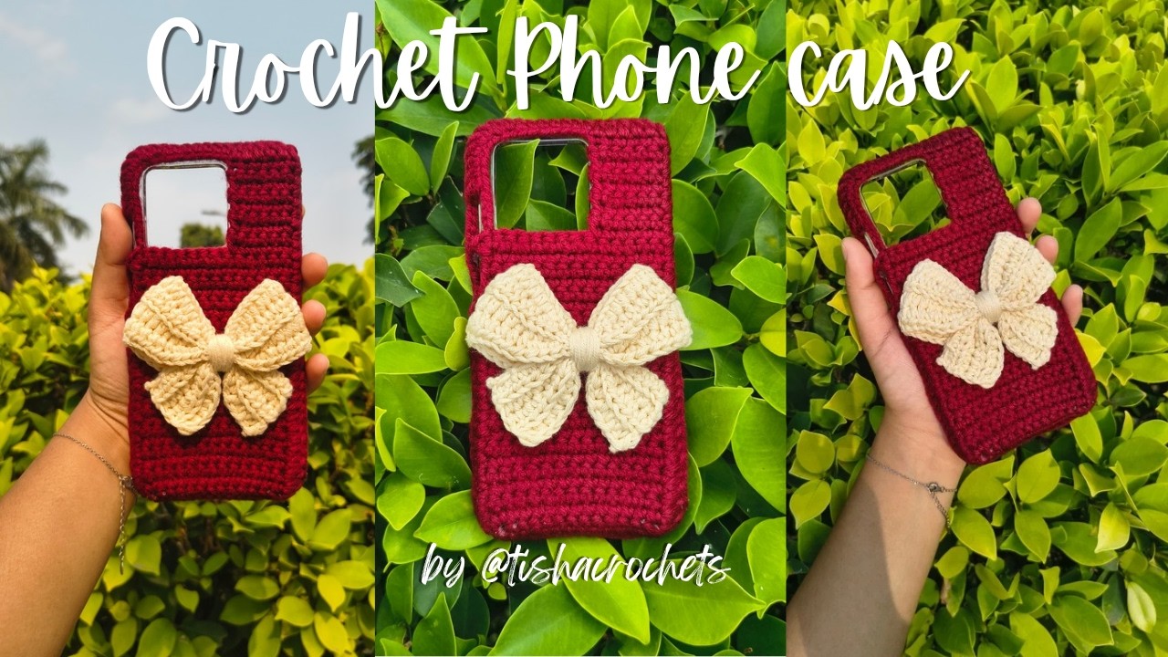 Crochet phone case tutorial 🎀| PINTERESTY BOW PHONE CASE (beginner friendly 🤗)