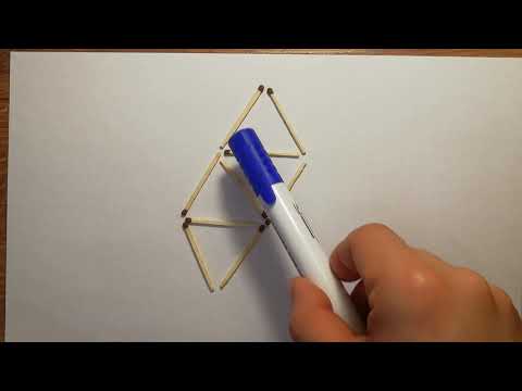 Переложи две спички, чтобы вместо четырех одинаковых треугольников получилось три