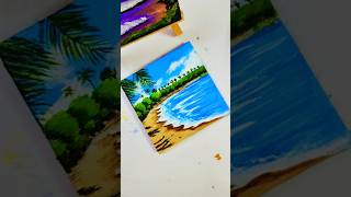 Mini canvas, endless serenity 💫 #art #acrylicscenery #painting #canvaspainting #shorts #youtubeshort