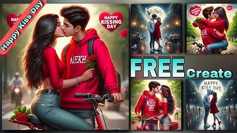 Happy kiss day Ai photo editing couples name images | Bing image creator tutorial FREE | Bing Ai