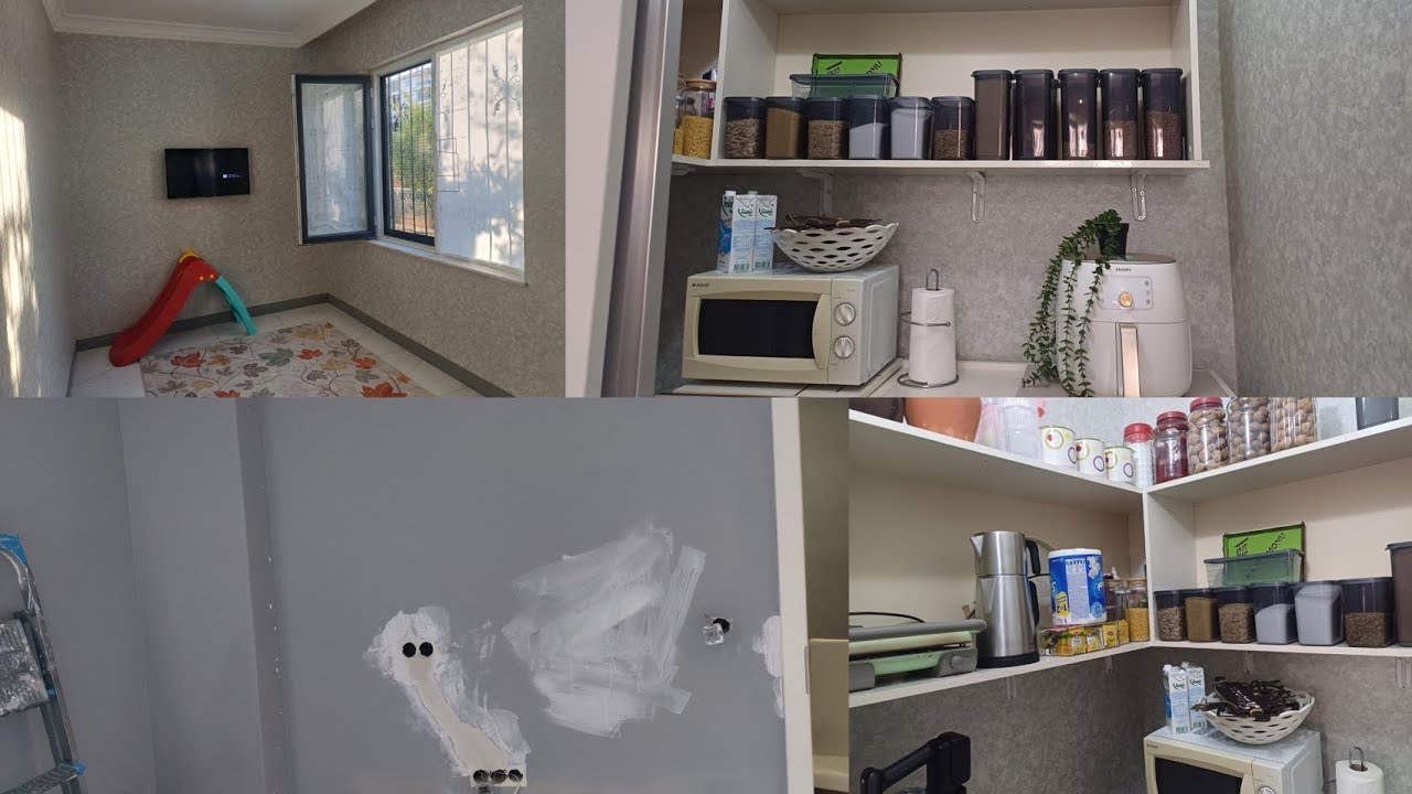 DUVAR KAĞIDI YAPILDI✅️MUTFAK TEMİZLİĞİ VE KİLER DÜZENİ✅️KİLERİM DE DEĞERLENDİRDİM #keşfet #temizlik