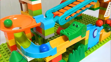 Marble Track ASMR ☆ Block coaster, assemble and roll colorful balls! Omnibus