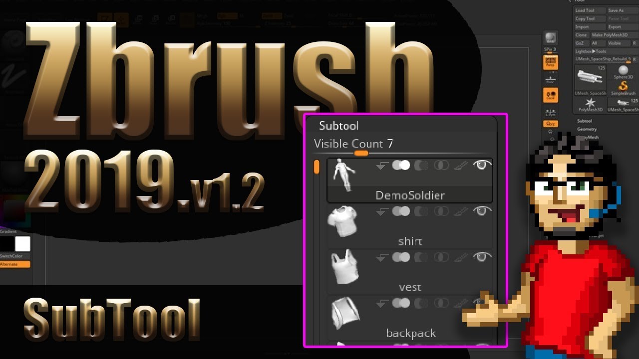 group subtools zbrush 2019