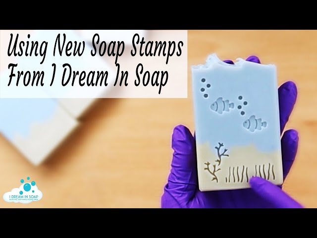 Making easy and fun cold process soap designs with NEW soap stamps from I  Dream In Soap. 