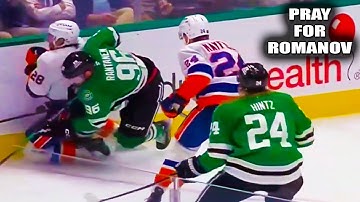 Mikko Rantanen Hit on Alex Romanov Injury 5 minute major and game misconduct | Islanders vs Stars
