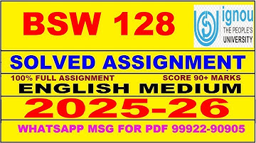 BSW 128 solved assignment 2025-26 in English || bsw 128 solved assignment 2026 || bsw128 2025-26