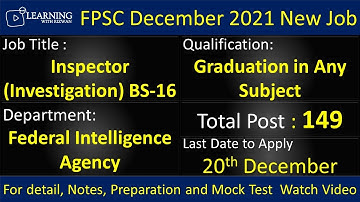 FPSC INSPECTOR Investigation FIA  FPSC job 2021 Syllabus and Detail