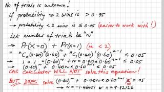 MM15D. Binomial Distribution.  Using CAS to find sample size