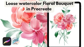 Loose Watercolor Floral Bouquet in Procreate, Digital Watercolour Art on iPad