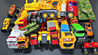 💝 ASMR_Video Box Full Of Diecast Cars - Monter Jam, Military Car, Fire Truck, Construction Car, Tayo