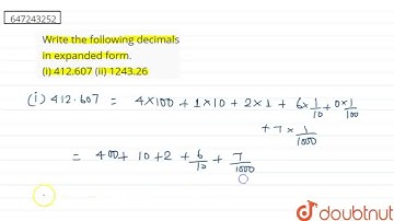 Write the following decimals in expanded form. (i) 412.607(ii) 1243.26 | CLASS 6 | DECIMALS | MA...