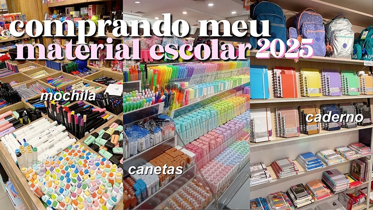 comprando meu material escolar 2025 | canetas, caderno, marca texto…