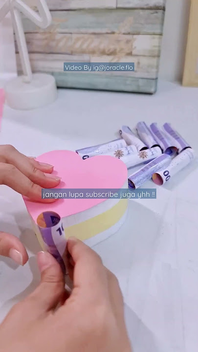 CARA MEMBUAT BUKET UANG BENTUK LOVE #buketsimpel #buketuang #kadoanak #hariguru #shorts #viral