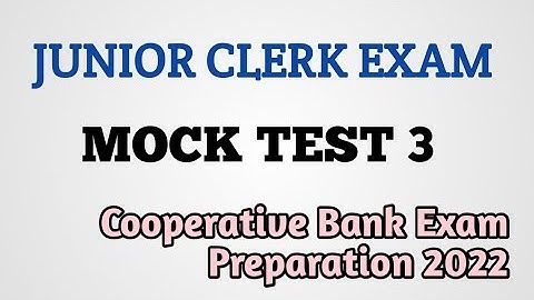 Mock Test - Junior Clerk Exam/Cooperative Bank Exam Preparation.Ep:410