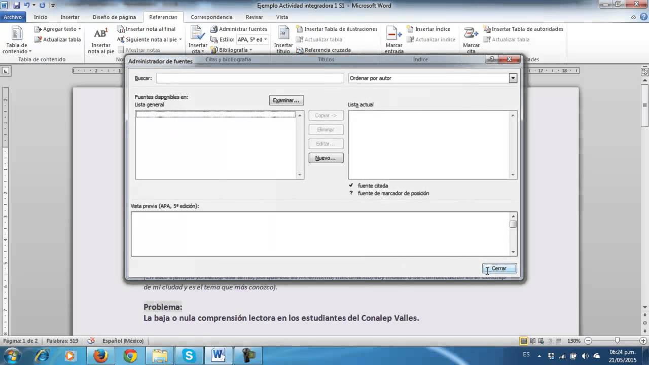 Como Insertar Referencias Apa En Un Documento De Word YouTube
