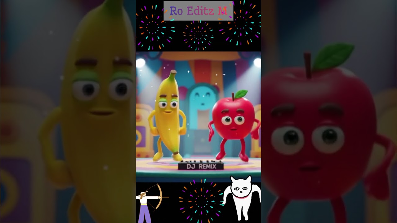 Banana vs Apple Funny Dance Battle 🍌🍎 | Crazy Cartoon DJ Remix#shortvideos