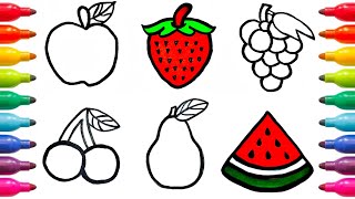 8 Delicious Fruits Drawing, Coloring For Kids, Toddlers Learn How To Draw