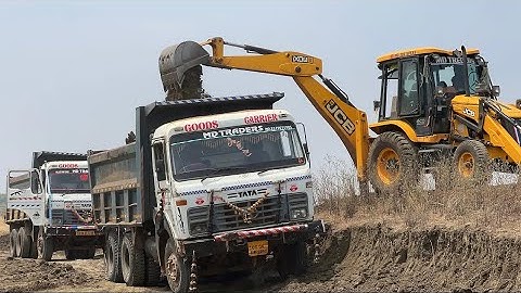 New jcb 3dx Backhoe Loading Mud Tata Truck and Tractor | Jcb Video | Jcb Tractor Truck