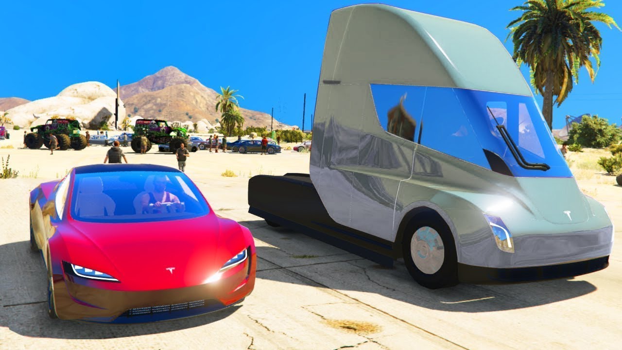 Tesla Semi Vs Tesla Roadster 2020 Gta 5 Tesla Mods