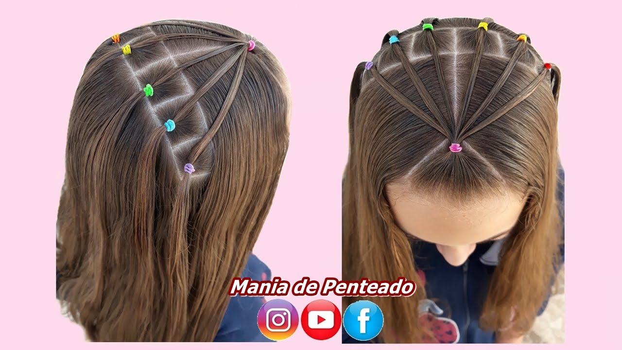 Mania de Penteado - Penteado com tranças falsas, ligas coloridas e