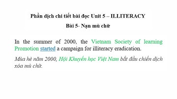 Reading Unit 5 illiteracy SGK Tiếng Anh 11