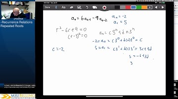 Solving Recurrence Relations - Repeated Roots