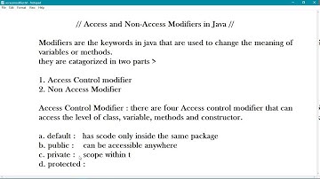 Access and Non Access Modifier in Java-part 2